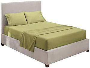 Clara Clark Premier 1800 Series 4pc Bed Sheet Set - Queen, Sage Olive Green,