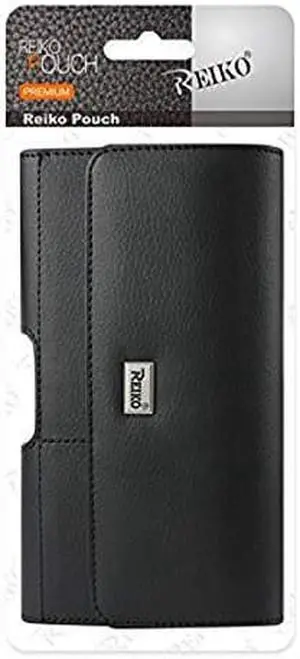 Reiko Horizontal Leather Pouch with Card Holder (6.05X3.18X0.67inch) - Retail Packaging - Black