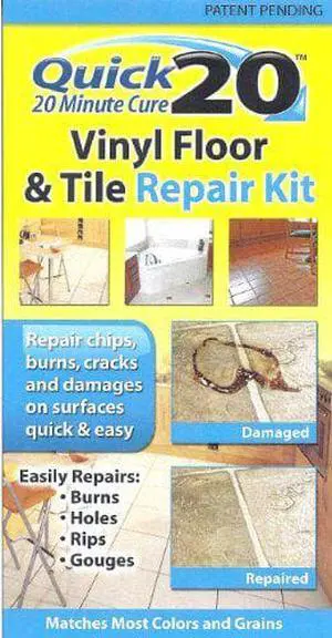 Quick 20 Vinyl Floor and Tile Repair Kit: Repairs chips, cracks, burns, and damages on vinyl and linoleum surfaces.