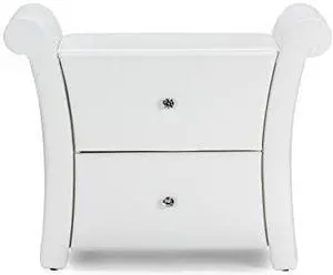 Baxton Studio Victoria Faux Leather Upholstered Modern Nightstand, Large, White
