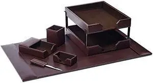 Dacasso Bonded Leather Desk Set, 8pcs, Brown