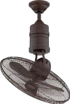 Craftmade BW321AG3 Bellows III Dual Mount 21" Outdoor Reversible Oscillating Ceiling Fan with Wall & Remote Control, 3 Blades with Safety Cage, Aged Bronze Textured