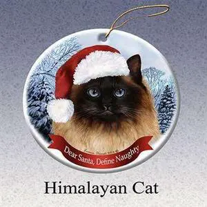 Holiday Pet Gifts Himalayan Cat Santa Hat Cat Porcelain Christmas Tree Ornament Holiday Pet Gifts Himalayan Cat Santa Hat Cat Porcelain Christmas Tree Ornament
