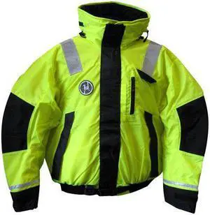 First Watch Marine Hi-Vis Flotation Bomber Jacket - Hi-Vis Yellow/Black - Large