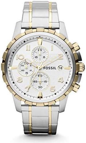 Fossil Mens Dean Quartz Stainless Steel Chronograph Watch, Color: Gold/Silver (Model: FS4795IE)