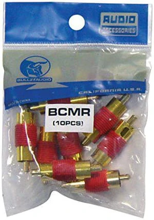 Xscorpion RCA Coupler Male;RED; BULLZ Audio; 10/Bag Xscorpion RCA Coupler Male;RED; BULLZ Audio; 10/Bag