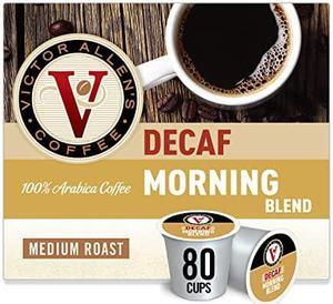 Victor Allens Coffee K Cups Decaf Morning Blend Single Serve Light Roast Coffee 80 Count Keurig 20 Brewer Compatible