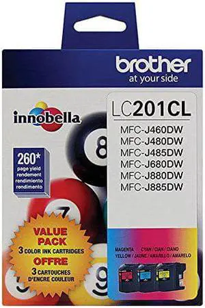 Brother LC201 (C,M,Y) 3- pack Toner in retail packaging Brother LC201 (C,M,Y) 3- pack Toner in retail packaging