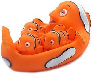 Playmaker Toys 3213 Rubber Clown Fish Family Bathtub Pals - Floating Bath & Pool Toy