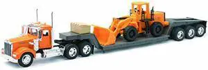 New Ray 10623 Kenworth W900 Lowboy With Construction Tractor New Ray 10623 Kenworth W900 Lowboy With Construction Tractor