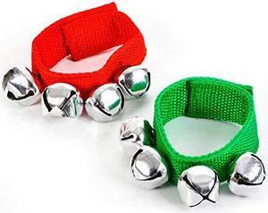 Rhode Island Novelty Jingle Bell Band Bracelets, 9-Inch, Pack of 2, Red and Green