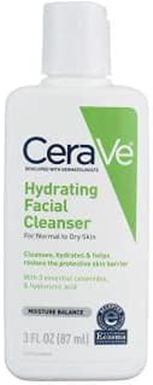 CeraVe Hydrating Face Wash | 3 Fluid Ounce Travel Size | Daily Facial Cleanser for Dry Skin | Fragrance Free