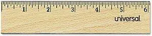 Universal UNV59021 Flat Wood Ruler w/Double Metal Edge, 12", Clear Lacquer Finish