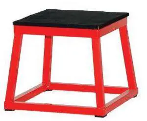 Champion Sports PXB12 Plyo Box - 15" x 15" - Plywood/Rubber/Steel, Red/Black