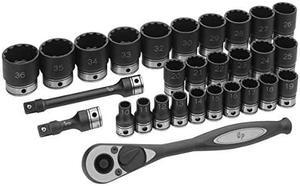Grey Pneumatic 82229M 1/2" Drive 12-Point Standard Length Metric Duo-Socket Set - 29 Piece