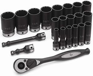 Grey Pneumatic 82222D 1/2" Drive 22pc Deep Length Fractional Duo-Socket Set - 12