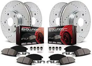 Power Stop K1302 Front and Rear Z23 Carbon Fiber Brake Pads with Drilled & Slotted Brake Rotors Kit