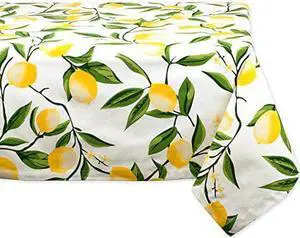 DII Rectangular Cotton Tablecloth for Summer BBQ Catering Events, Dinner Parties, Special Occasions or Everyday Use, 60x84, Lemon Bliss