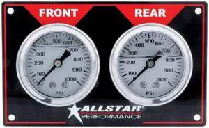 Allstar ALL80172 Two 1000 PSI Liquid-Filled Horizontal Mount Brake Bias 2-Gauge Panel Kit