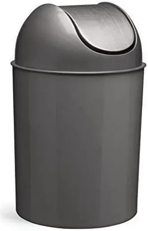 Umbra Mezzo, 2.5 Gallon Trash Can with Lid, Ideal For Small Spaces, Home and Office, Brushed Silver