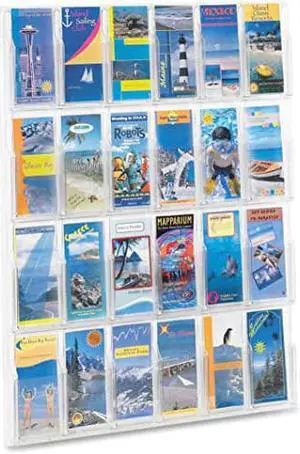Safco Products Reveal 24 Pamphlet Display, 5601CL, Wall Mountable, Thermoformed Plastic Resin Construction, No Sharp Edges or Corners
