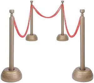 Beistle Red Rope Stanchion Set Awards Night Decorations, VIP Party, Red/Bronze (Plastic)