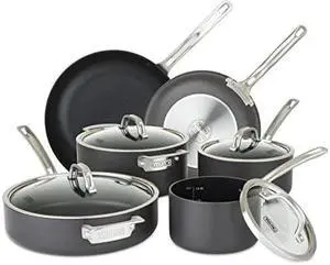 Viking Culinary Hard Anodized Nonstick Cookware Set, 10 Piece, Gray