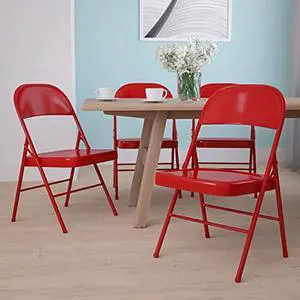 Flash Furniture 4 Pack HERCULES Series Double Braced Red Metal Folding Chair