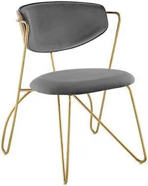 Modway Prevail Mid-Century Performance Velvet Metal Frame With Hairpin Legs Accent Dining Room Chair, Gold Gray