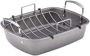 Circulon Nonstick Roasting Pan / Roaster with Rack - 17 Inch x 13 Inch, Gray Circulon Nonstick Roasting Pan / Roaster with Rack - 17 Inch x 13 Inch, Gray