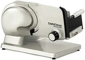 ChefsChoice 615A Electric Meat Slicer Features Precision thickness Control & Tilted Food Carriage For Fast & Efficient Slicing with Removable Blade for Easy Clean, 7-Inch, Silver