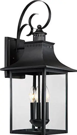 Quoizel CCR8410K Chancellor Outdoor lantern Wall Sconce, 3-Light, 180 Watts, Mystic Black (24" H x 10" W)