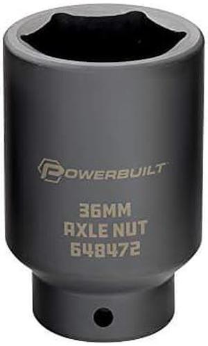 Powerbuilt 648472 1/2-Inch Drive x 36mm Axle Nut Socket , Black