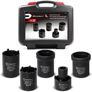 Powerbuilt 648636 5 pc Spindle Nut Socket Kit , Black