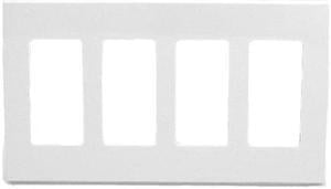 Leviton 80312-SW 4-Gang Decora Plus Wallplate Screwless Snap-On Mount, White