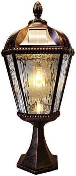Gama Sonic GS-98B-P-BB Royal Bulb Pier Lamp Outdoor Solar Light Fixture, Flat Mount, Brushed Bronze