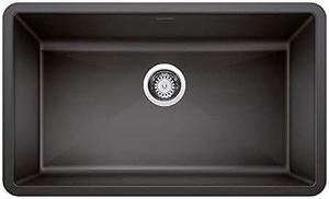BLANCO, Anthracite 440149 PRECIS SILGRANIT Super Single Undermount Kitchen Sink, 32" X 19"