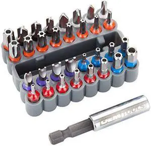 OEMTOOLS 25959 33 Piece Security Bit Set, Includes Spanner, Tri-Wing, Torq, Hex Security, and Tamper Proof Star Security Bits with 1/4 Inch Hex Bit Holder