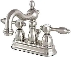 Kingston Brass KS1608TAL 4 3/4" in Spout Reach Center Set Lavatory Faucet with Brass Pop Up, Brushed Nickel