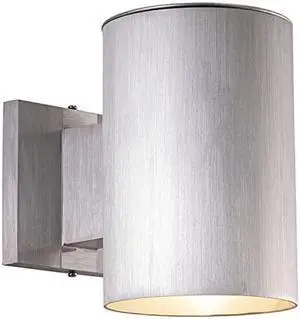 VAXCEL Modern Outdoor Porch Light - Satin Silver Aluminum Cylinder Wall Sconce, Dark Sky, Waterproof Downlight, Exterior Wall Mount Lighting Fixture for Garage, Front Door, Patio