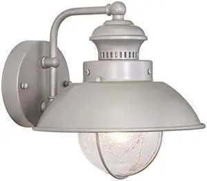 VAXCEL Farmhouse Outdoor Porch Light - Harwich 8" Brushed Nickel Coastal Wall Sconce with Clear Seeded Glass Shade, Indoor-Outdoor Barn Lighting for Garage, Front Door, Patio, Entryway