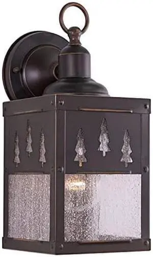Yosemite 1 Light Bronze Rustic Tree Outdoor Wall Lantern Clear Glass