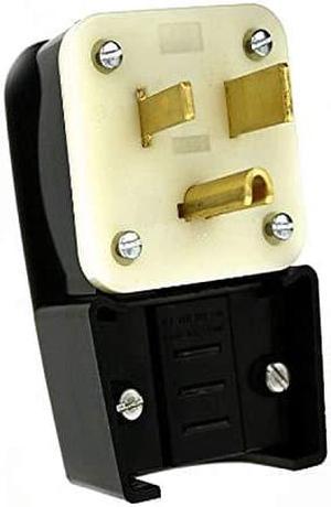 Leviton 9550-P 50-Amp, 125 Volt, Straight Blade, Plug, Industrial Grade, Grounding, Angle, Black