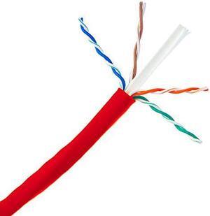 1000 Foot Bulk Cat6 Ethernet Cable, 24 AWG, 350 Mhz, ETL Listed 4 Pair Stranded Bare Copper, Unshielded Twisted Pair(UTP) with Pull Box, CableWholesale, Red