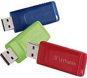 Verbatim 8GB Store n Go USB Flash Drive  PC  Mac Compatible  3pk Red Green Blue  98703