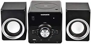 MAGNAVOX MM442 3-Piece Top Loading CD Shelf System with Digital PLL FM Stereo Radio, Bluetooth Wireless Technology, and Remote Control in Black | Blue Lights | LED Display | AUX Port Compatible |