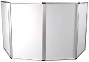 JMAZ Event Facade Booth Adjustable Size Lightweight Aluminum Frame Dj Booth, 4 Detachable Sections, Washable Scrim with Heavy Duty Carrying Bag and Screw Driver, White