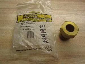 Western Enterprises 92 Regulator Inlet Nuts, Argon, Helium, Nitrogen, Brass, CGA-580