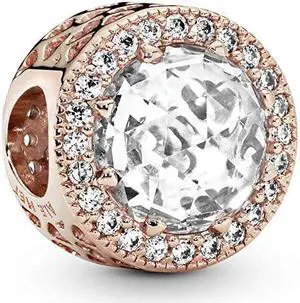 Pandora Jewelry Sparkling Clear Cubic Zirconia Charm in Pandora Rose