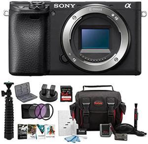Sony a6400 Mirrorless Digital Camera (Body Only) Bundle with 64 GB SDXC Card, Filter Kit, Three Batteries, USB Charger, Corel Photo Suite, Messenger Bag, Flexible Tripod, & SD Card Wallet